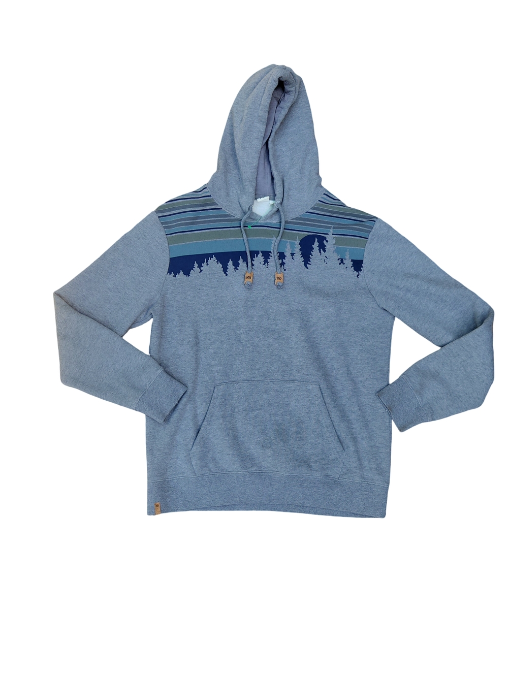 Men's TenTree Blue Hoodie Sweatshirt with Forest Stripe